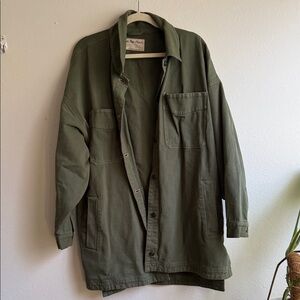 We The Free Oversized Military Shirt Jacket in Olive